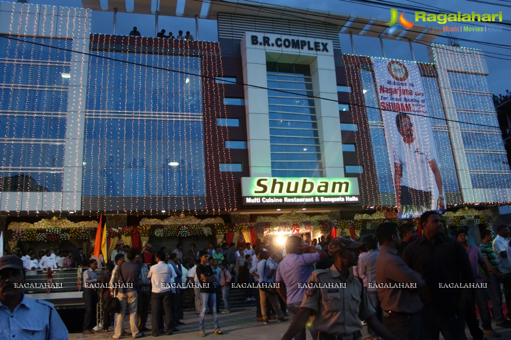 Nagarjuna inaugurates Shubam Multi Cuisine Restaurant at Karmanghat, Hyderabad