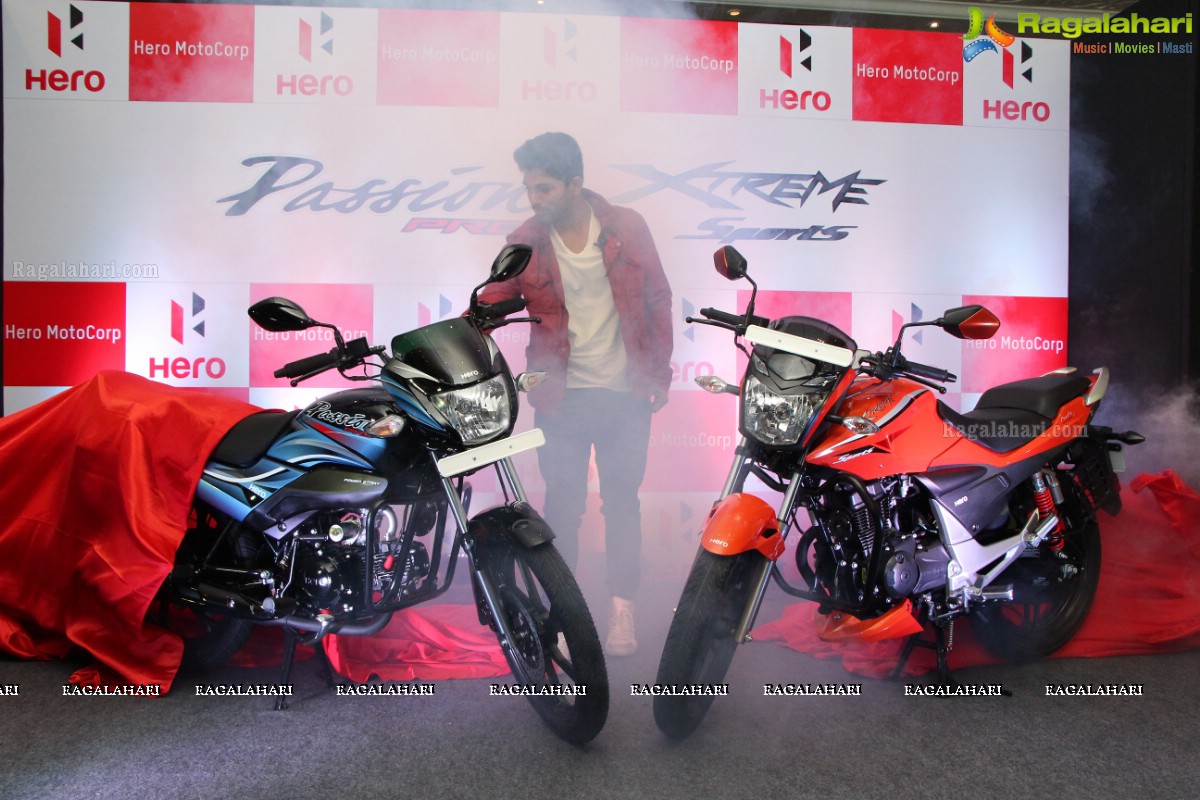 Allu Arjun launches Hero Motocorp New Xtreme Sports & Passion Pro Bikes In Hyderabad