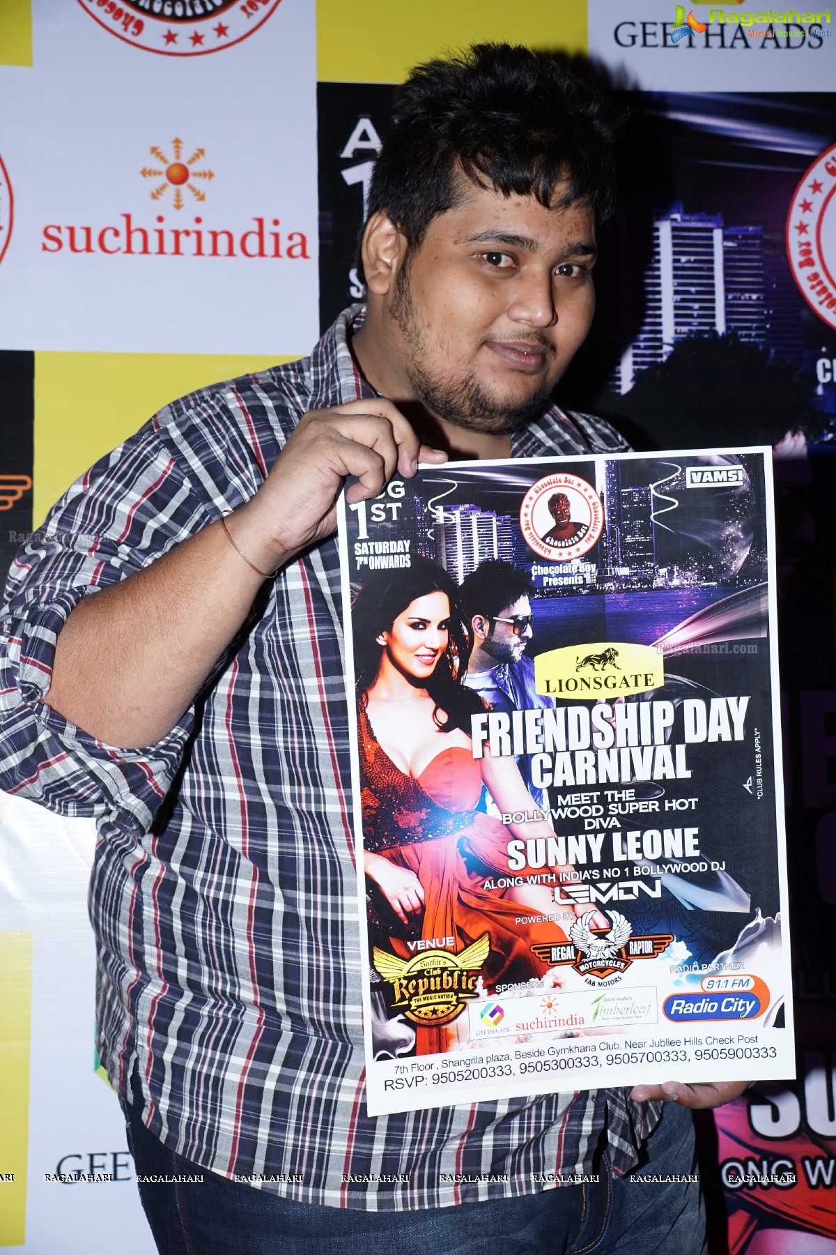 Chocolate Boy Presents Bollywood Super Hot Sunny Leone Friendship Day Event Poster Launch at Club Republic