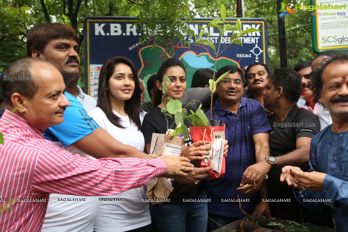 Rakul Preet Singh and Raashi Khanna at Haritha Haram, KBR Park, Hyderabad