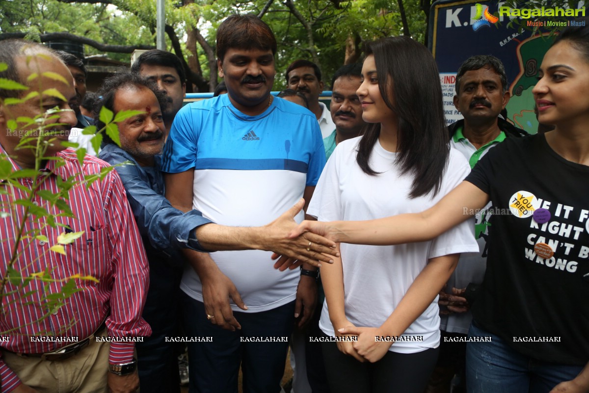 Rakul Preet Singh and Raashi Khanna at Haritha Haram, KBR Park, Hyderabad