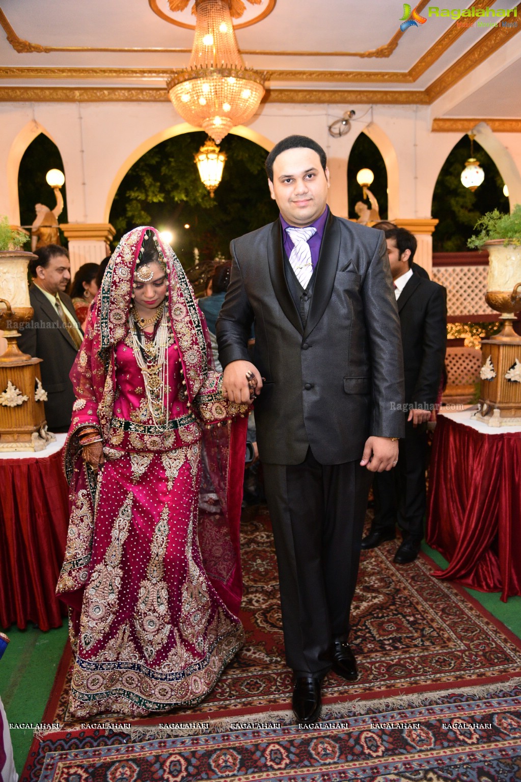 Maria and Dr Syed Mohd Faisal Mahmood. Reception at Paigah Gardens, Begumpet