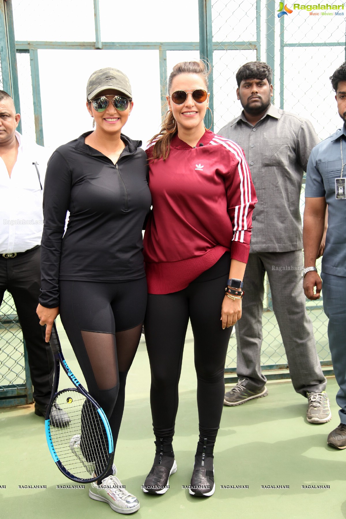 Sania Mirza and Neha Dhupia at the Sania Mirza Tennis Academy