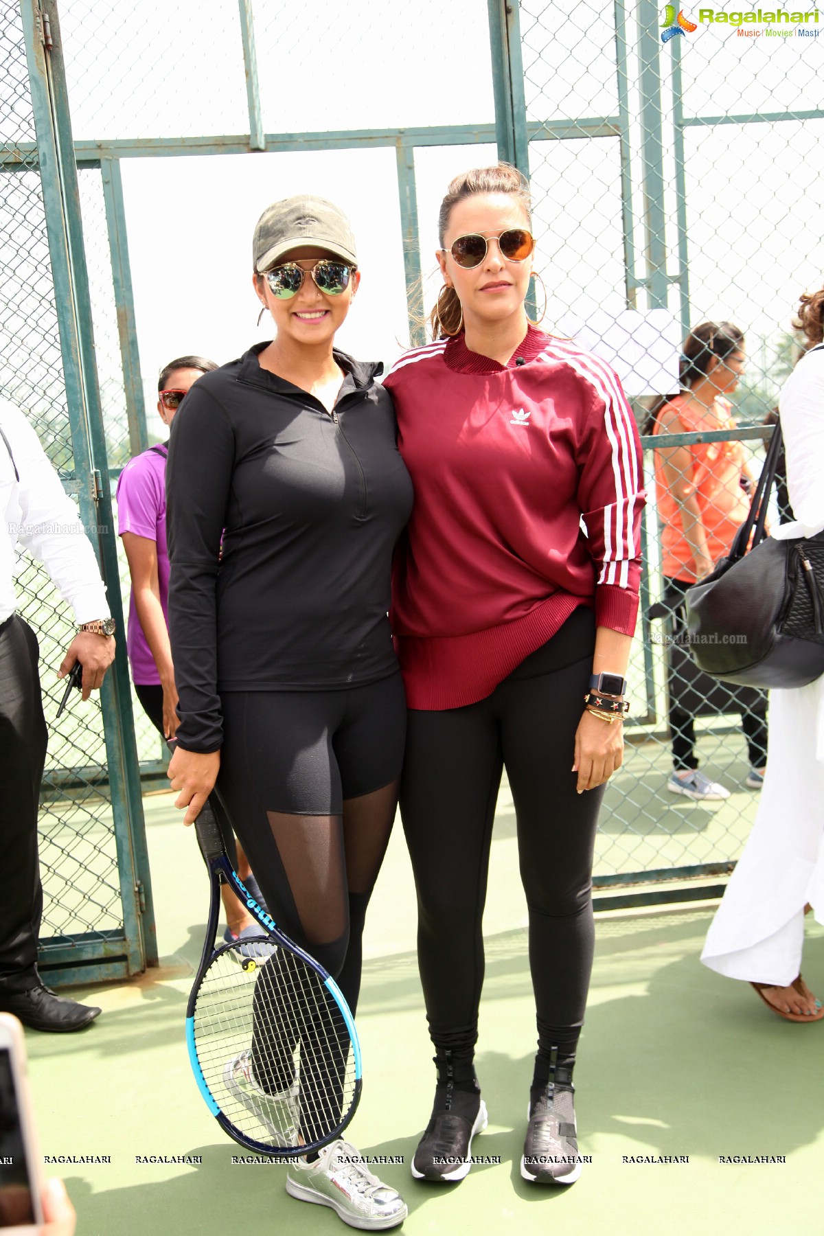 Sania Mirza and Neha Dhupia at the Sania Mirza Tennis Academy