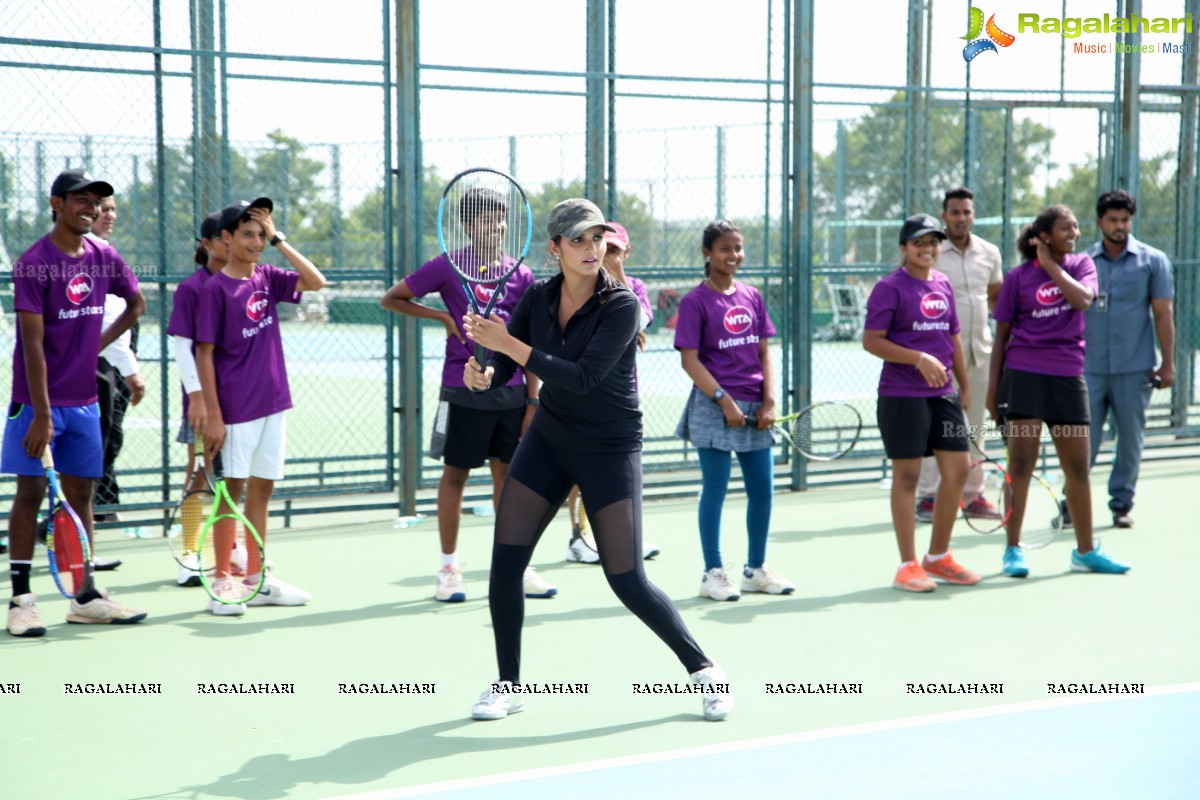 Sania Mirza and Neha Dhupia at the Sania Mirza Tennis Academy