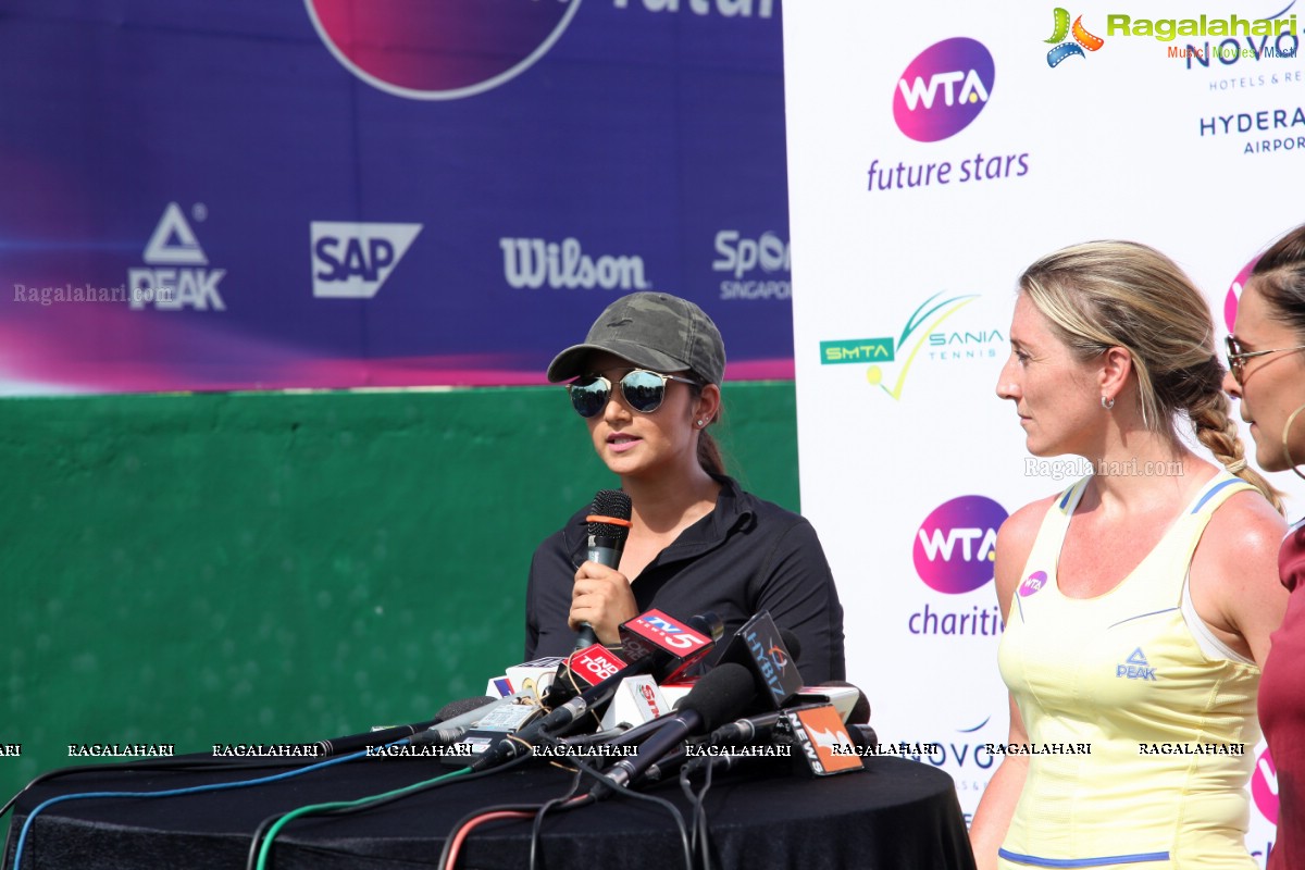 Sania Mirza and Neha Dhupia at the Sania Mirza Tennis Academy