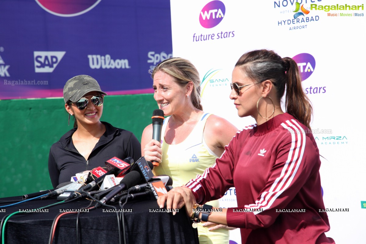 Sania Mirza and Neha Dhupia at the Sania Mirza Tennis Academy