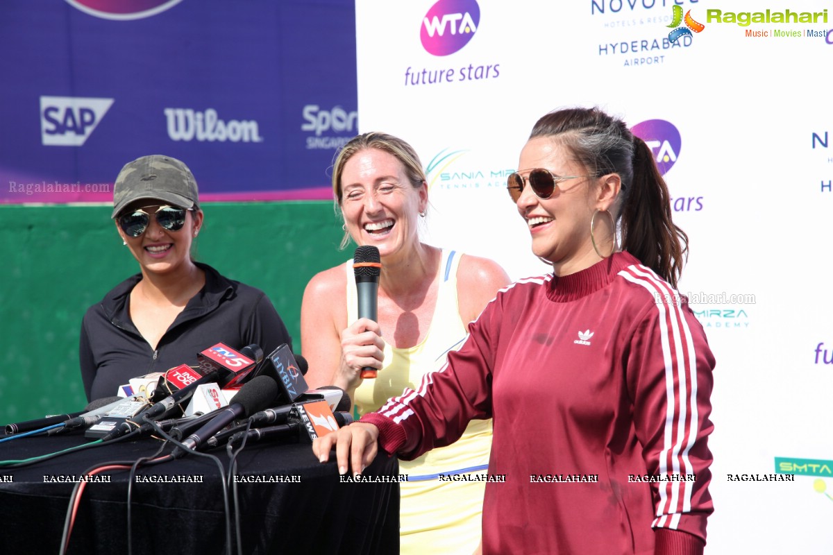 Sania Mirza and Neha Dhupia at the Sania Mirza Tennis Academy