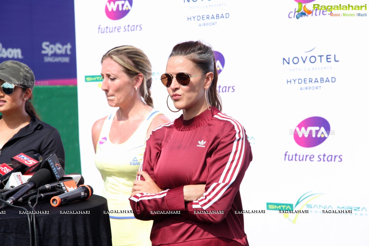 Sania Mirza and Neha Dhupia at the Sania Mirza Tennis Academy