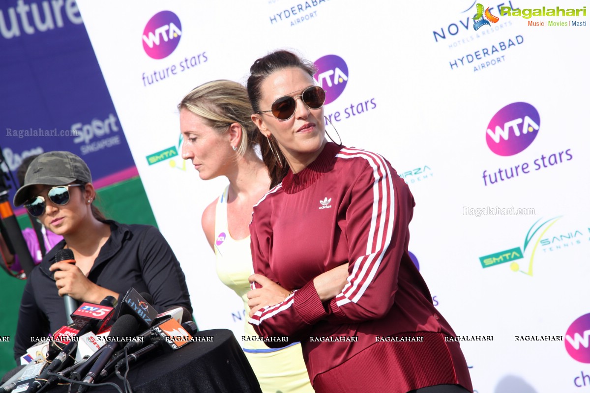 Sania Mirza and Neha Dhupia at the Sania Mirza Tennis Academy