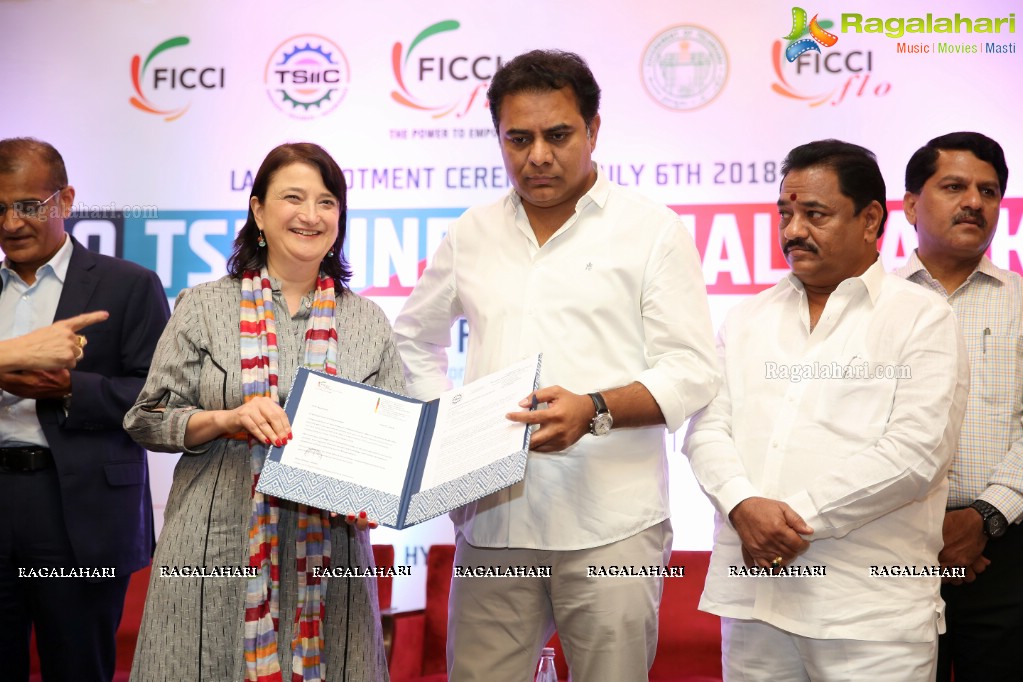 KT Rama Rao launches FLO TSIIC Industrial Park and handed over land allotment letters to 18 FLO Women Entrepreneurs