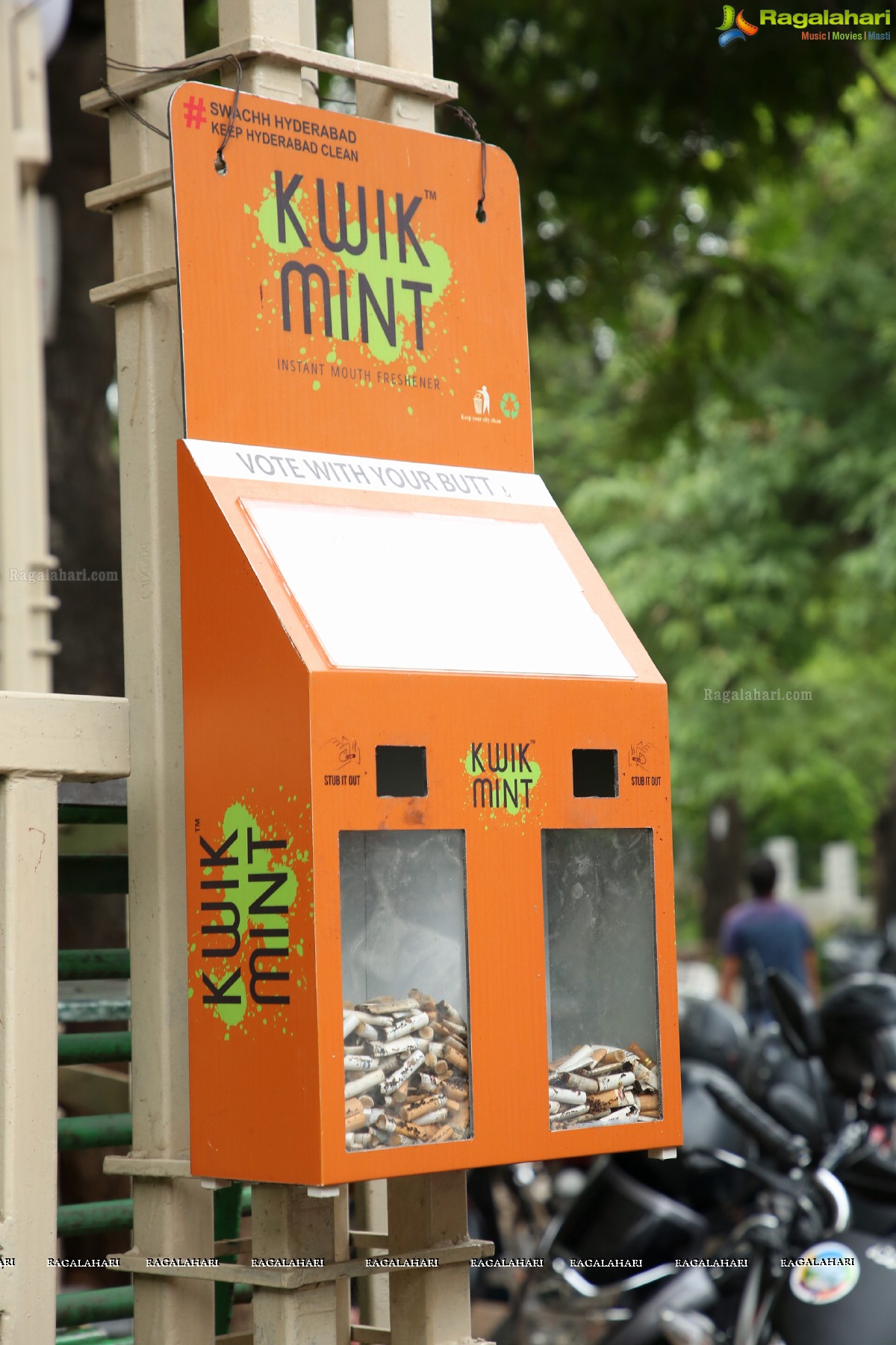 Kwik Mint Box ( a Bin for Cigarette Butts) Launch at Olampiya Pan Store, Hyderabad