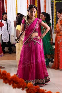 Nisha Aggarwal in Hot Pink Half Saree