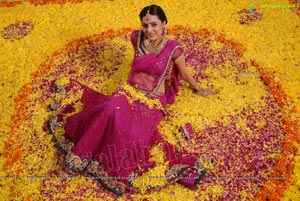 Nisha Aggarwal in Hot Pink Half Saree