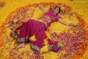 Nisha Aggarwal in Hot Pink Half Saree