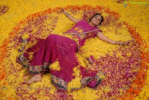 Nisha Aggarwal in Hot Pink Half Saree