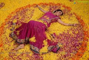 Nisha Aggarwal in Hot Pink Half Saree