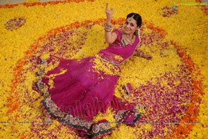 Nisha Aggarwal in Hot Pink Half Saree