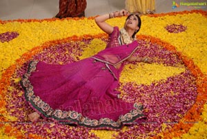 Nisha Aggarwal in Hot Pink Half Saree