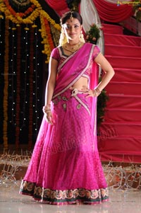 Nisha Aggarwal in Hot Pink Half Saree