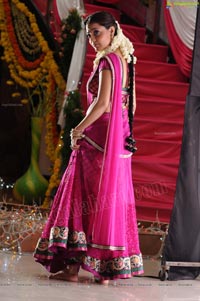 Nisha Aggarwal in Hot Pink Half Saree