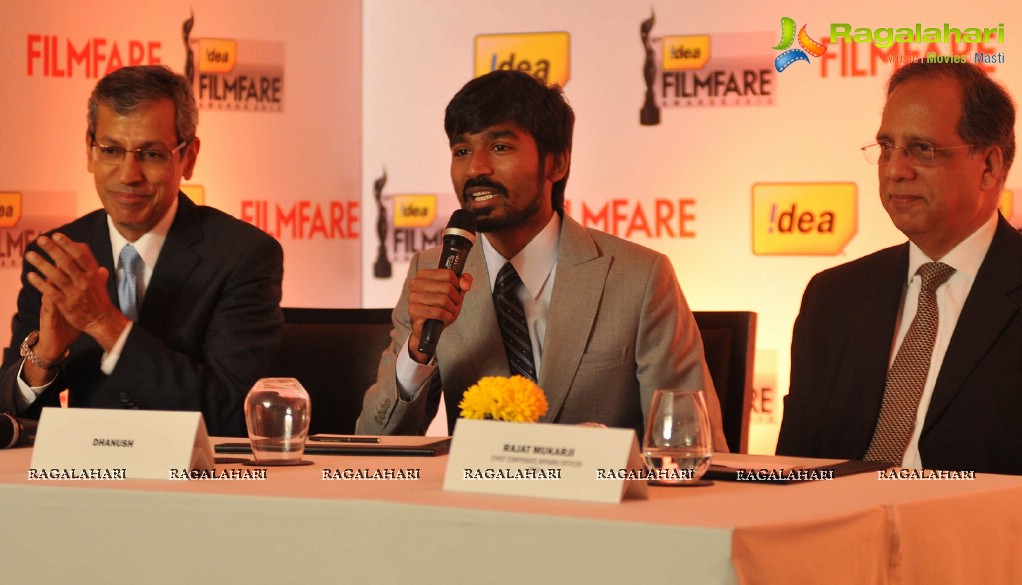 Dhanush at 61st Idea Filmfare Awards 2013 Press Conference