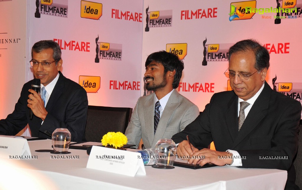 Dhanush at 61st Idea Filmfare Awards 2013 Press Conference