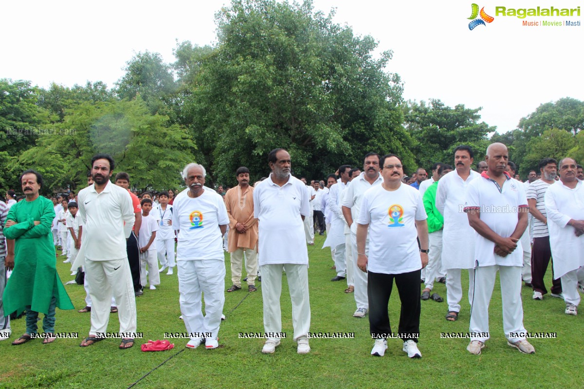 International Yoga Day Celebrations at Sanjeevaiah Park, Hyderabad