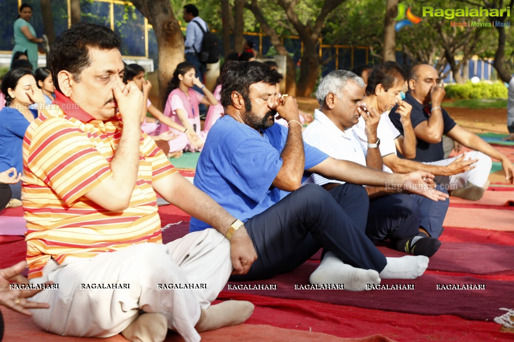 Nandamuri Balakrishna at addlife 'International Day of Yoga' Yoga Camp at KBR Park, Hyderabad