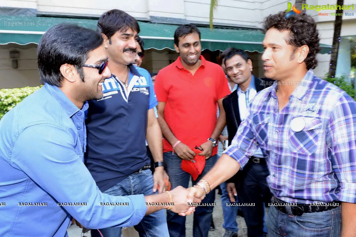 CCL 3 Telugu Warriors Team with Sachin Tendulkar