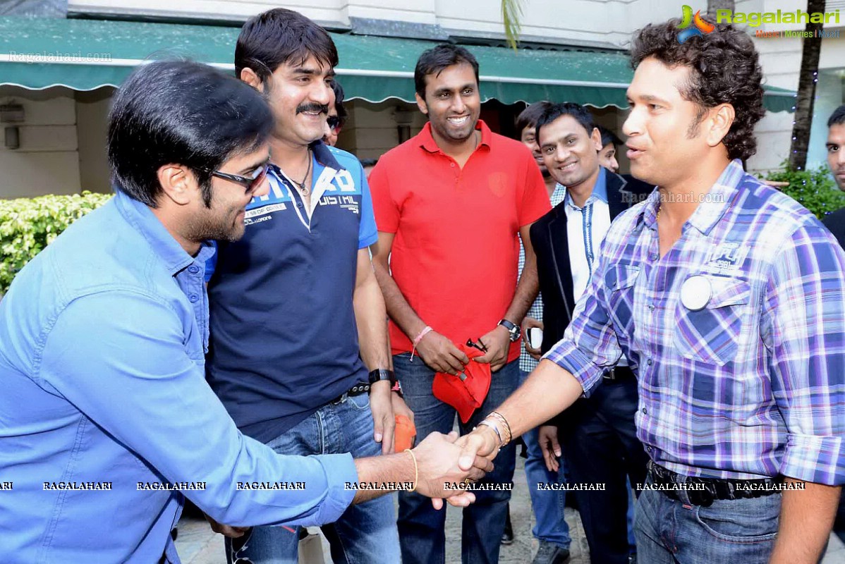 CCL 3 Telugu Warriors Team with Sachin Tendulkar