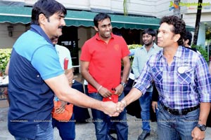 CCL 3 Telugu Warriors Team with Sachin Tendulkar