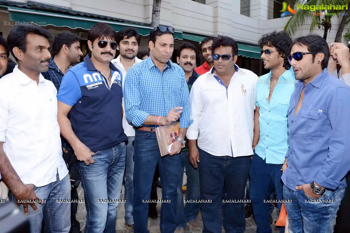 CCL 3 Telugu Warriors Team with Sachin Tendulkar