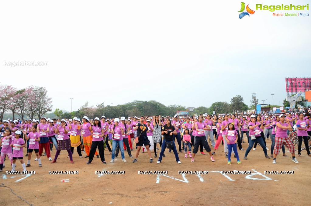 International Women's Day 2015 - Run-Cycle-Walk at People's Plaza, Hyderabad