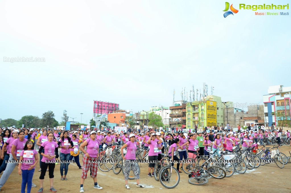 International Women's Day 2015 - Run-Cycle-Walk at People's Plaza, Hyderabad