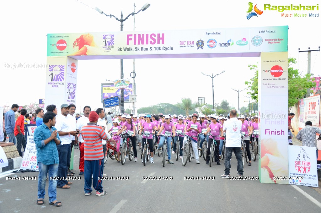 International Women's Day 2015 - Run-Cycle-Walk at People's Plaza, Hyderabad