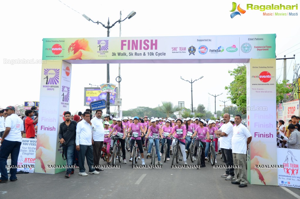 International Women's Day 2015 - Run-Cycle-Walk at People's Plaza, Hyderabad