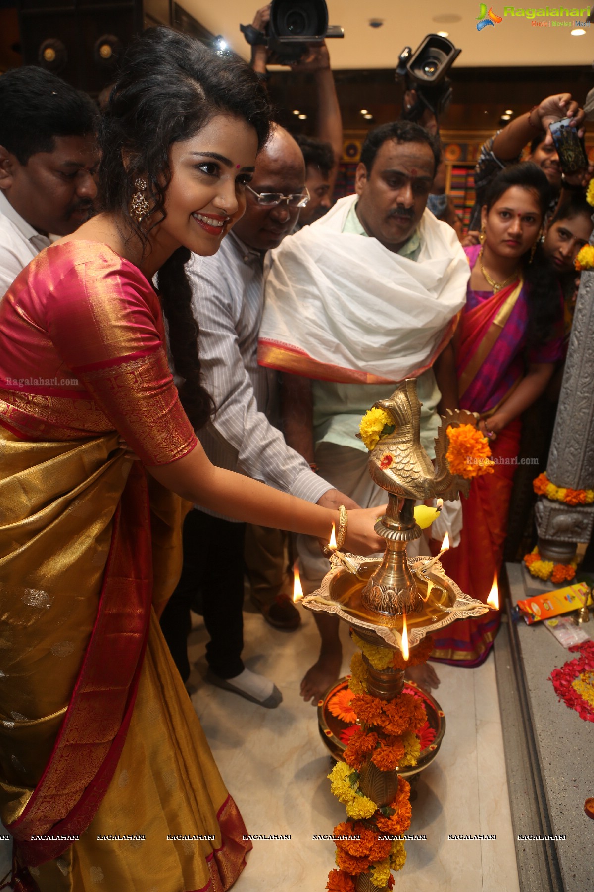 Anupama Parameswaran inaugurates VRK Silks at Ameerpet, Hyderabad