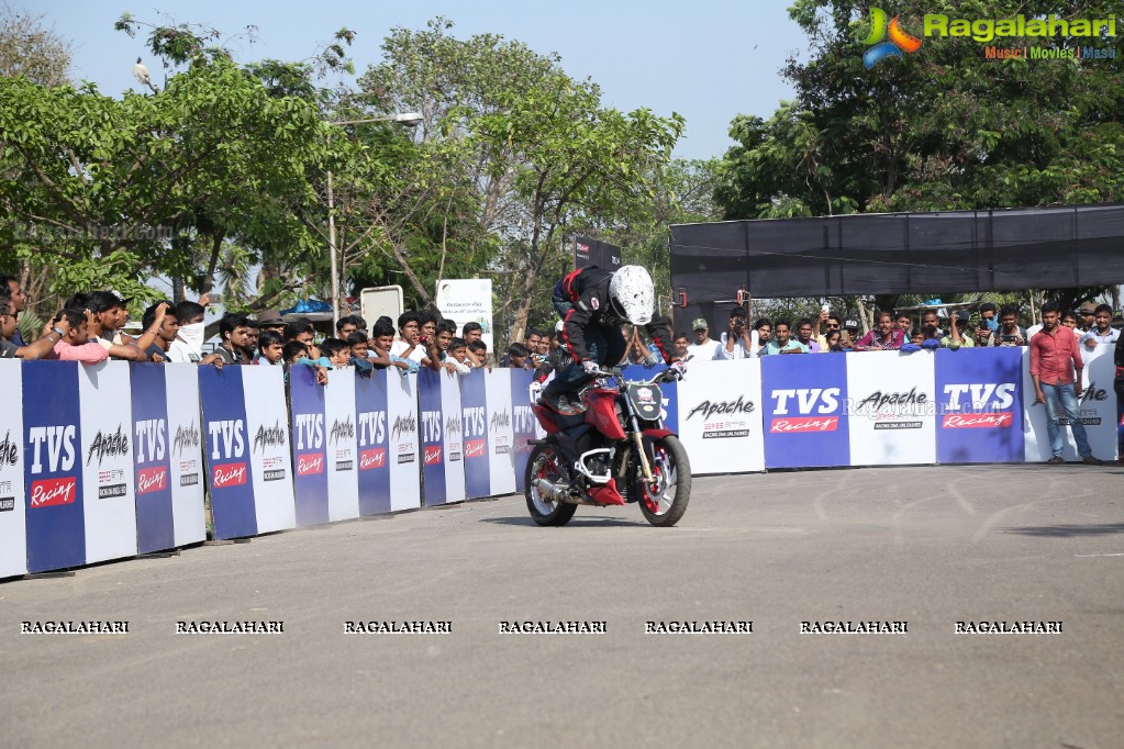 TVS Apache Pro Performance Stunt Show at People's Plaza, Hyderabad