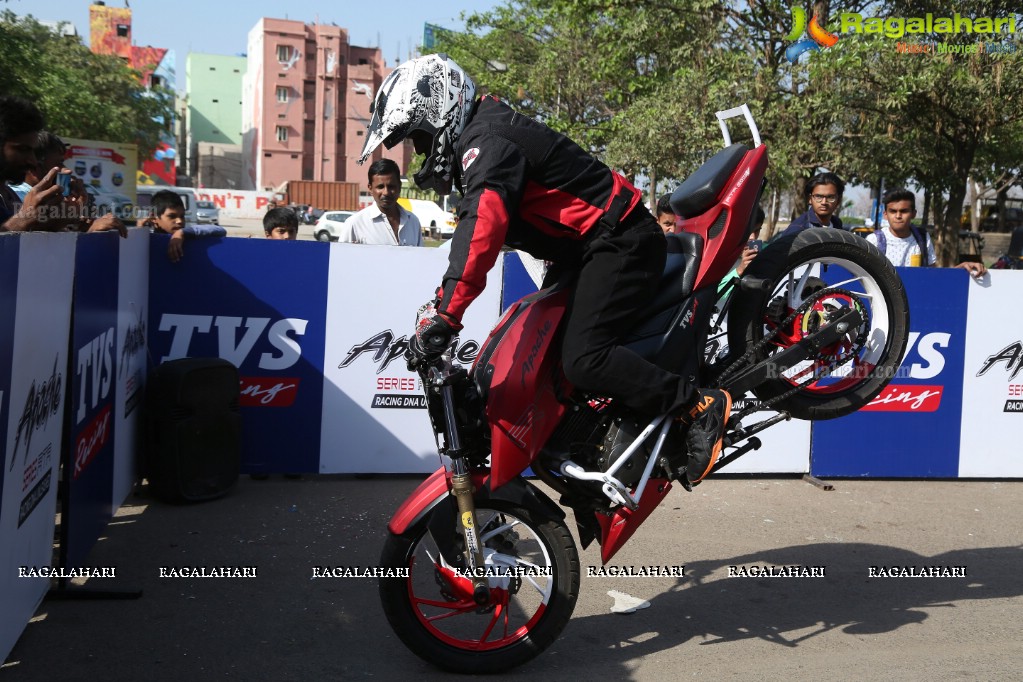 TVS Apache Pro Performance Stunt Show at People's Plaza, Hyderabad