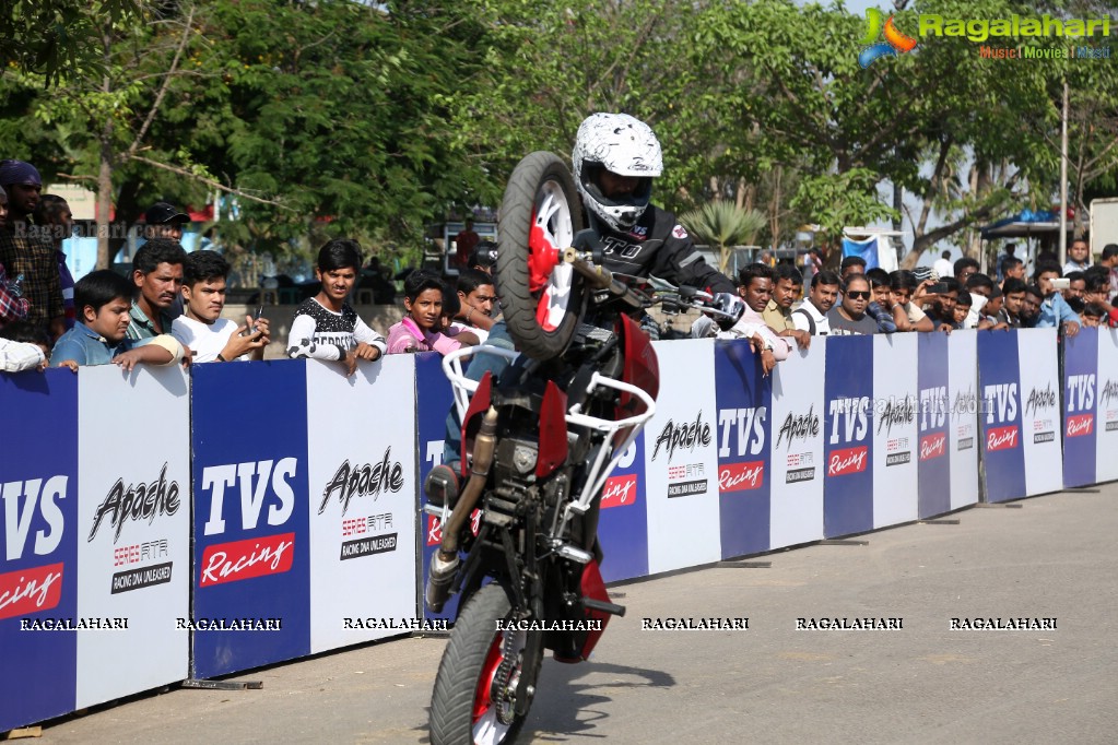 TVS Apache Pro Performance Stunt Show at People's Plaza, Hyderabad