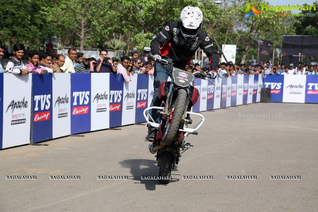 TVS Apache Pro Performance Stunt Show at People's Plaza, Hyderabad