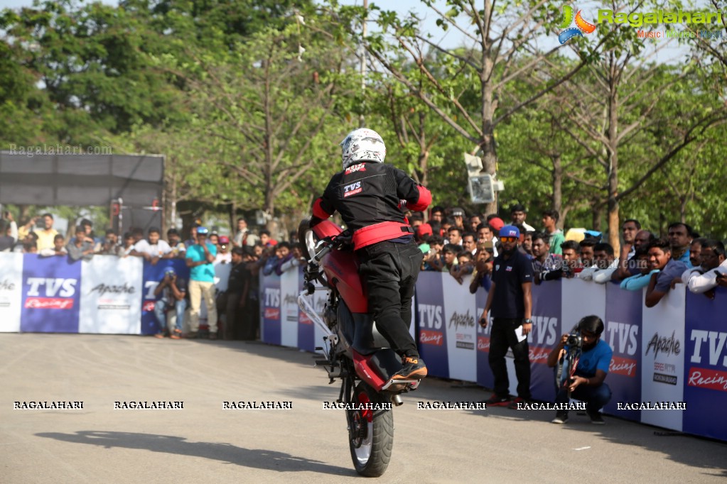 TVS Apache Pro Performance Stunt Show at People's Plaza, Hyderabad