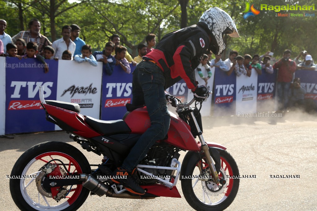 TVS Apache Pro Performance Stunt Show at People's Plaza, Hyderabad