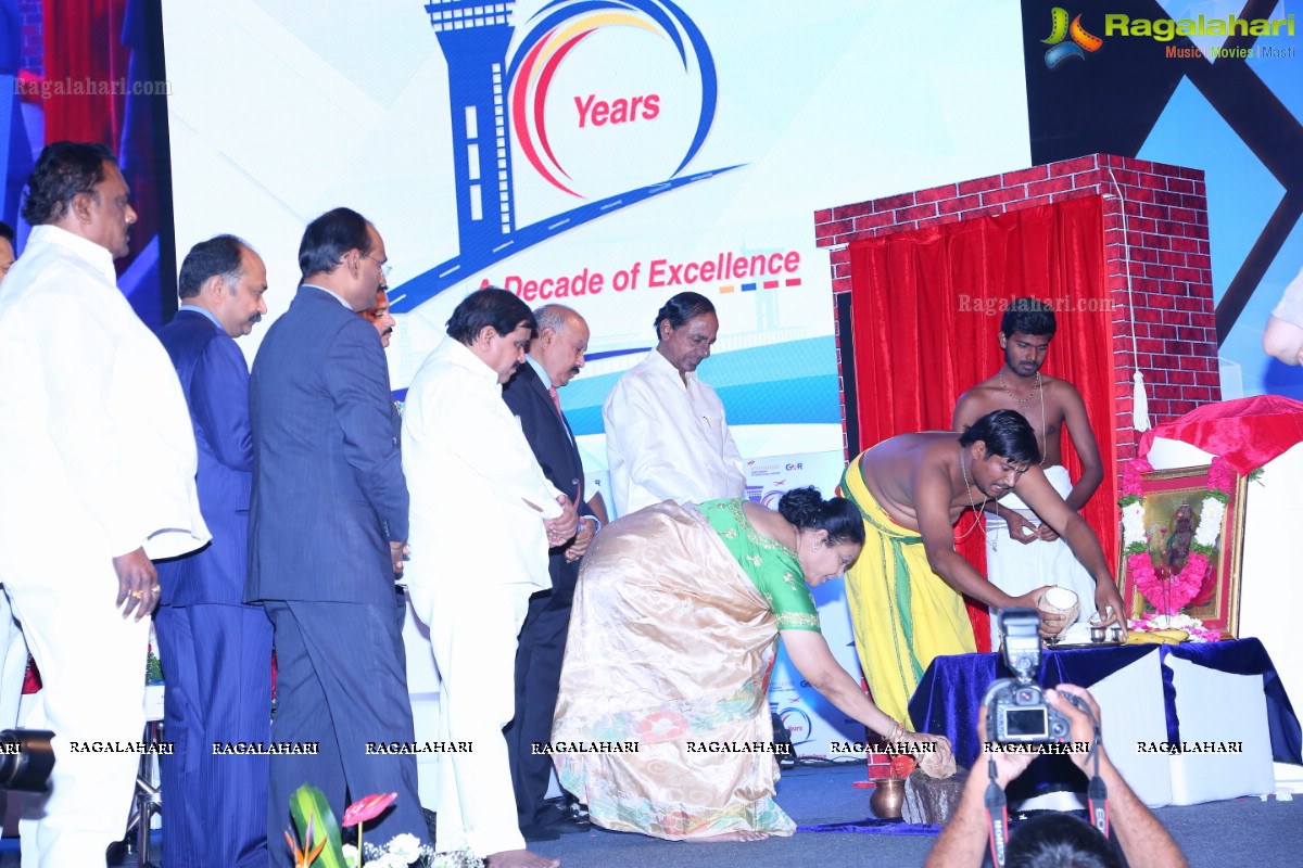 CM KCR Laid Foundation Stone for the Expansion at Decennial Celebrations of Hyderabad Airport