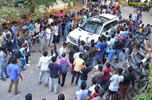 Pawan Kalyan Fans Hungama at Dil Raju Office