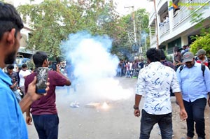 Pawan Kalyan Fans Hungama at Dil Raju Office