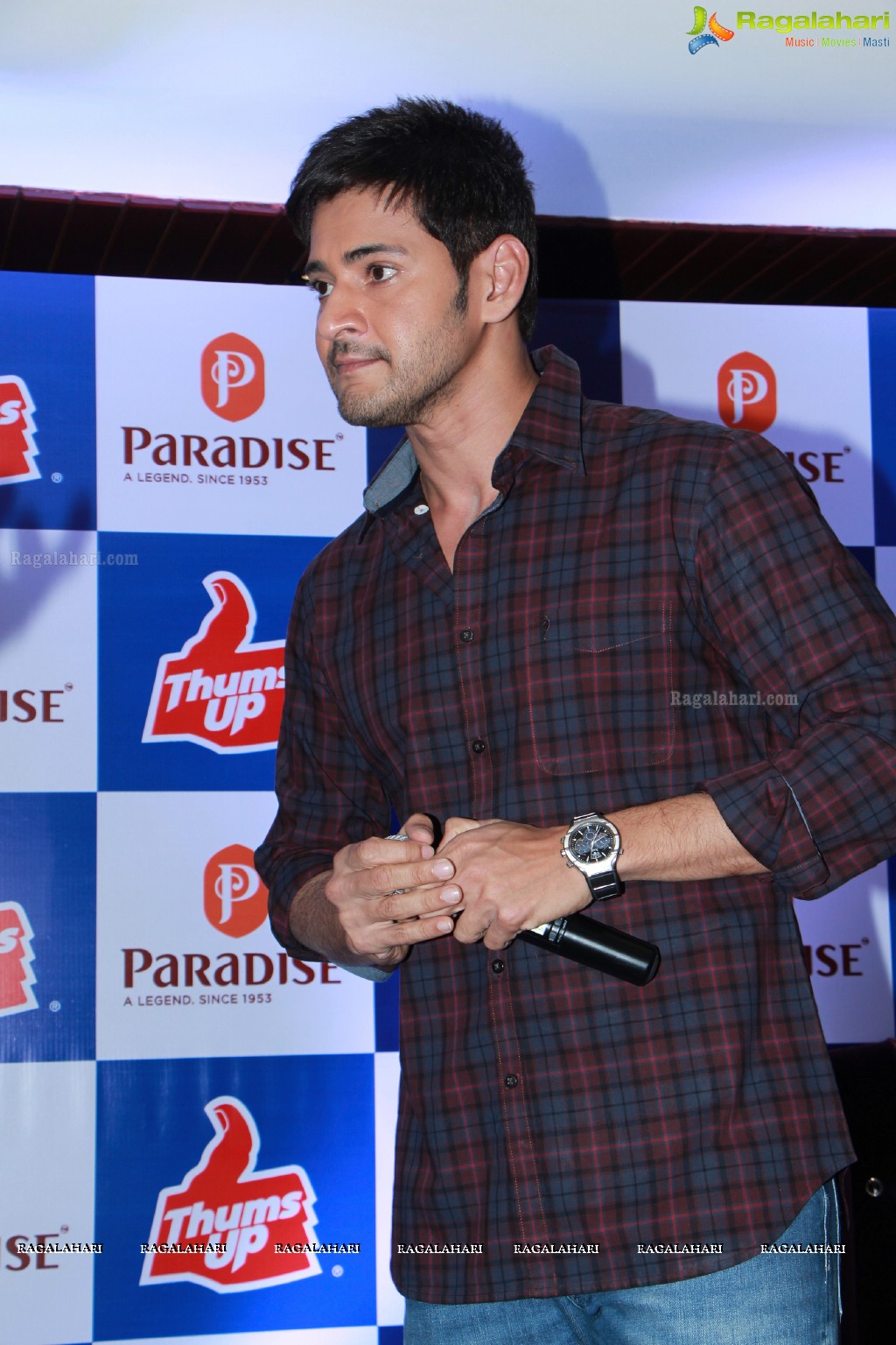 Mahesh Babu felicitates Thumps Up Thunder Challenge Winners at Paradise Restaurant, Hyderabad