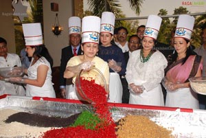 CM Kiran Kumar Reddy Wife Radhika Reddy at ITC Grand Kakatiya Cake Mixing