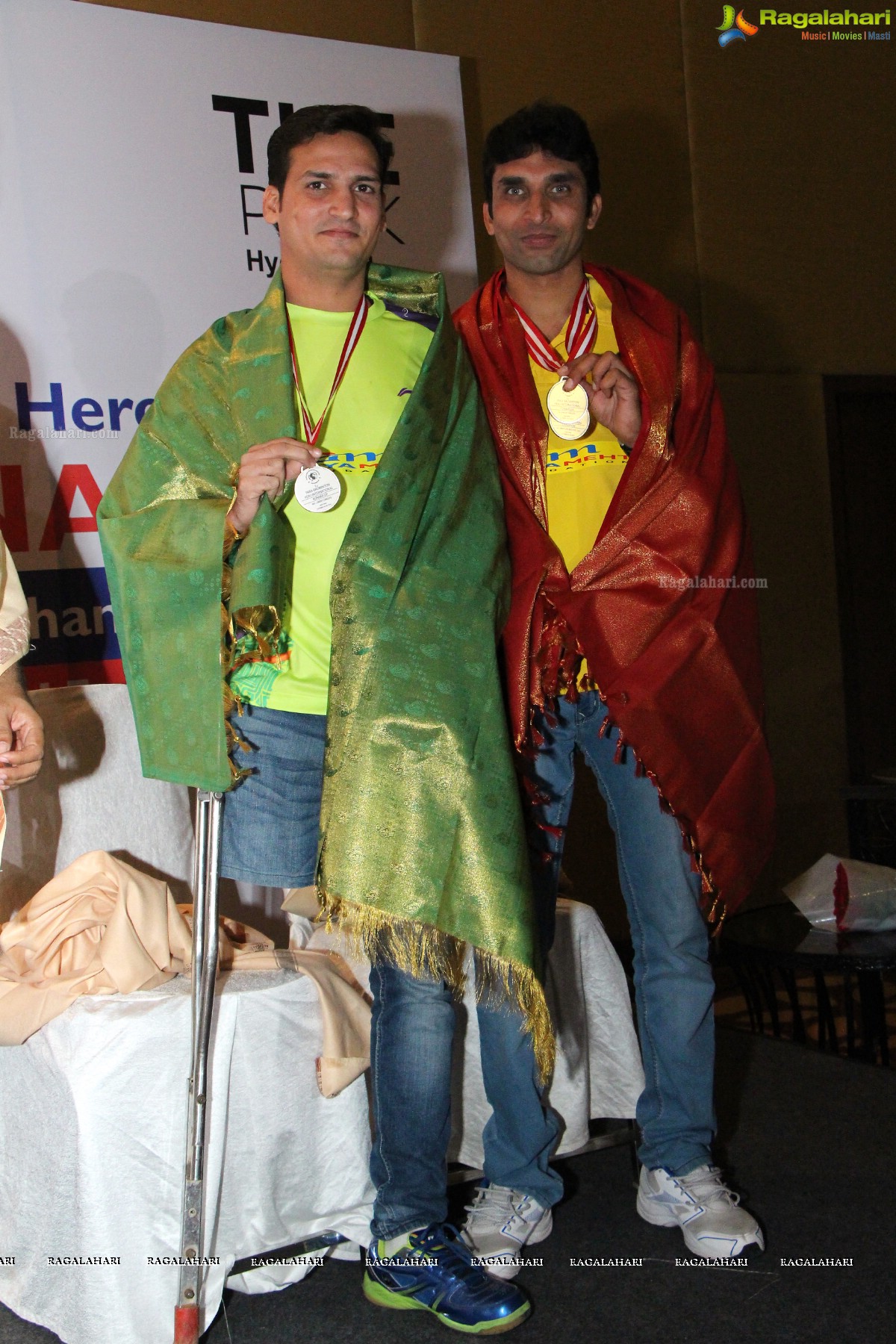 Lakshmi Manchu felicitates Peru Para-Badminton Championship Medal Winning Para-Athletes Anand and Girish from Aditya Mehta Foundation